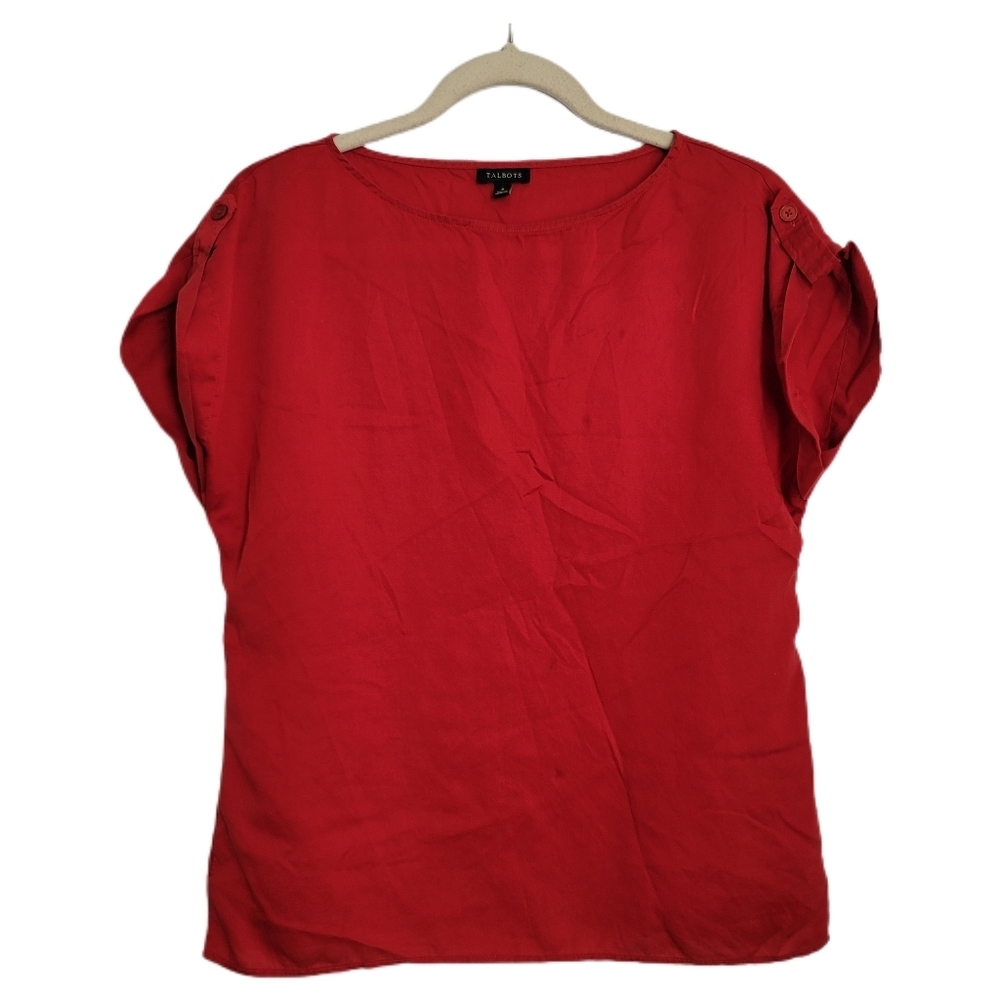 Talbots Top Womens Size 6 Red Short Sleeve